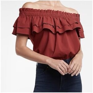 Express Women's Ruffle Off The Shoulder Thong Bodysuit Size S